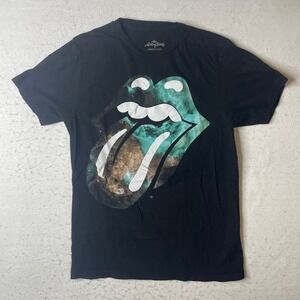 The Rolling Stones Galaxy Tongue‎ T Shirt Mens Medium M Black Cotton Tour Tee
